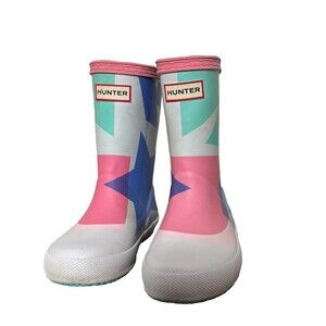Hunter Kids Rain Boots Pink Blue Multicolor Waterproof US 9 Toddler Rubber